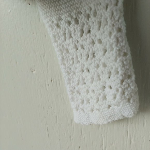 Lilly Pulitzer Long Sleeve Loose Knit Crochet V-neck Sweater White SZ S - Picture 5 of 10